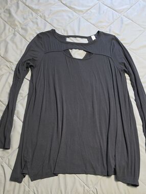 mts Black Long Sleeve Cutout Detail Top
